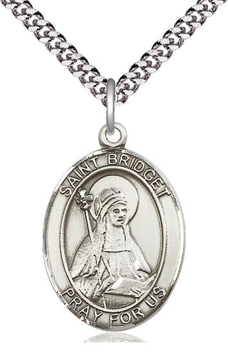Sterling Silver Saint Bridget of Sweden Medal Catholic Jewelry Engraved Catholic Saint Jewelry