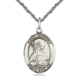 Sterling Silver Saint Bridget of Sweden Medal Catholic Jewelry Engraved Catholic Saint Jewelry