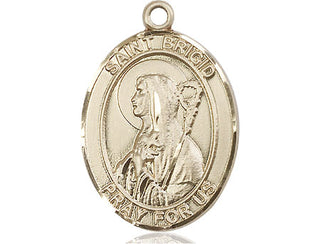 14kt Gold Filled Saint Brigid of Ireland Medal Engraved Catholic Saint Jewelry