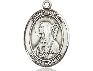 Pewter Saint Brigid of Ireland Medal Engraved Catholic Saint Jewelry