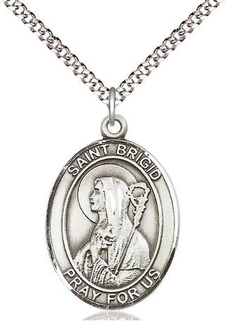 Pewter Saint Brigid of Ireland Medal Catholic Jewelry Engraved Catholic Saint Jewelry