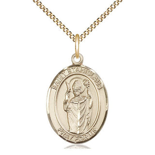 14kt Gold Filled Saint Stanislaus Medal Catholic Jewelry Engraved Catholic Saint Jewelry