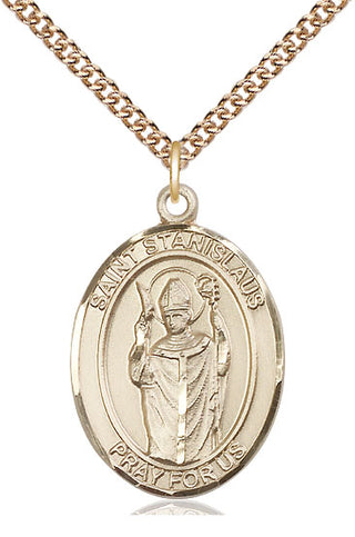 14kt Gold Filled Saint Stanislaus Medal Catholic Jewelry Engraved Catholic Saint Jewelry