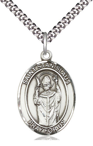 Pewter Saint Stanislaus Medal Catholic Jewelry Engraved Catholic Saint Jewelry