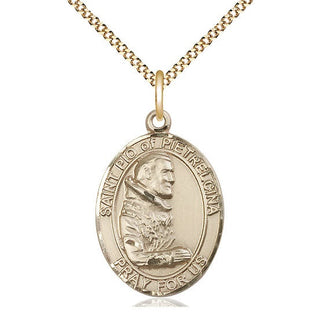 14kt Gold Filled Saint Pio of Pietrelcina Medal Catholic Jewelry Engraved Catholic Saint Jewelry