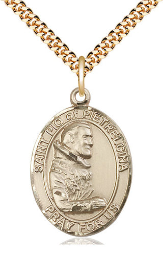14kt Gold Filled Saint Pio of Pietrelcina Medal Catholic Jewelry Engraved Catholic Saint Jewelry