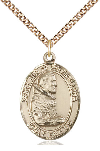 14kt Gold Filled Saint Pio of Pietrelcina Medal Catholic Jewelry Engraved Catholic Saint Jewelry
