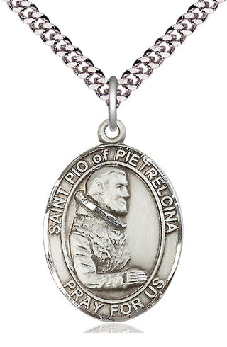Pewter Saint Pio of Pietrelcina Medal Catholic Jewelry Engraved Catholic Saint Jewelry