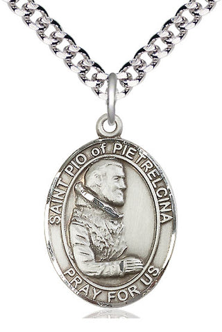 Pewter Saint Pio of Pietrelcina Medal Catholic Jewelry Engraved Catholic Saint Jewelry