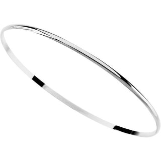 14K White Engravable 2 mm Half Round Bangle 7 1/2" Bracelet