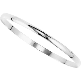 14K White Engravable 4 mm Half Round Bangle 7 1/2" Bracelet
