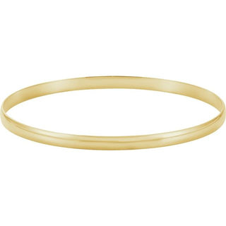 14K Yellow Engravable 4 mm Half Round Bangle 7 1/2" Bracelet