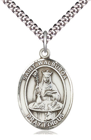 Pewter Saint Walburga Medal Catholic Jewelry Engraved Catholic Saint Jewelry