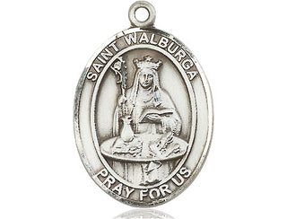 Sterling Silver Saint Walburga Medal Catholic Jewelry Engraved Catholic Saint Jewelry