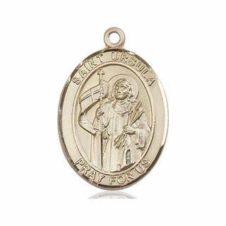 14kt Gold Filled Saint Ursula Medal Engraved Catholic Saint Jewelry