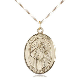 14kt Gold Saint Ursula Medal Engraved Catholic Saint Jewelry