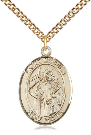 14kt Gold Saint Ursula Medal Engraved Catholic Saint Jewelry