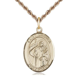 14kt Gold Saint Ursula Medal Engraved Catholic Saint Jewelry