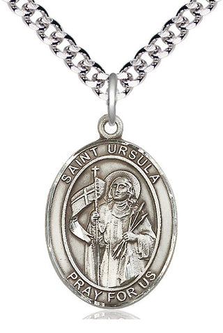 Pewter Saint Ursula Medal Catholic Jewelry Engraved Catholic Saint Jewelry