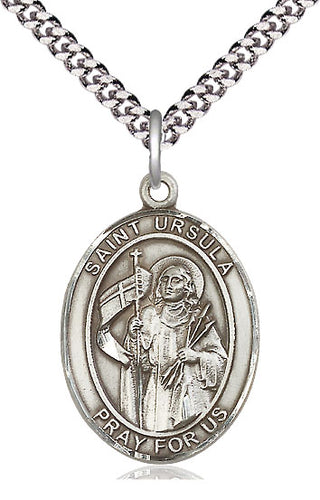 Pewter Saint Ursula Medal Catholic Jewelry Engraved Catholic Saint Jewelry