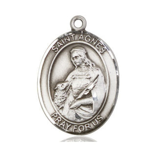 Pewter Saint Agnes of Rome Medal Engraved Catholic Saint Jewelry