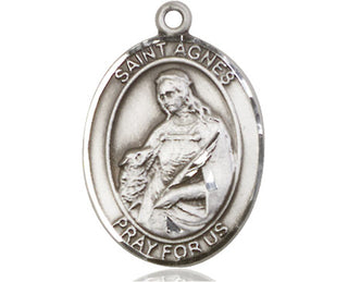 Sterling Silver Saint Agnes of Rome Medal Catholic Jewelry Engraved Catholic Saint Jewelry