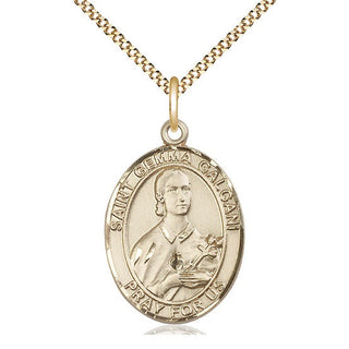 14kt Gold Filled Saint Gemma Galgani Medal Catholic Jewelry Engraved Catholic Saint Jewelry