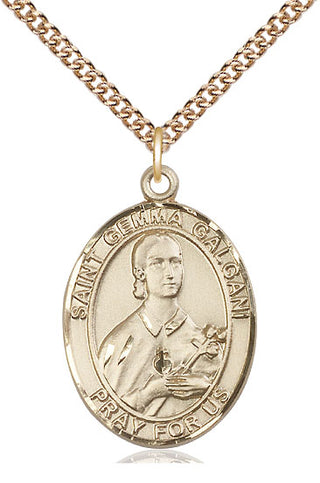 14kt Gold Filled Saint Gemma Galgani Medal Catholic Jewelry Engraved Catholic Saint Jewelry