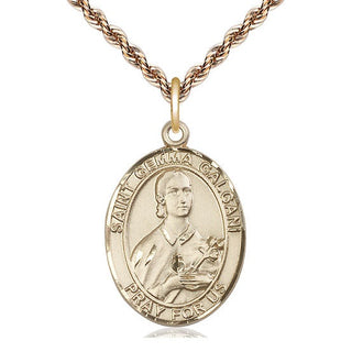 14kt Gold Filled Saint Gemma Galgani Medal Catholic Jewelry Engraved Catholic Saint Jewelry