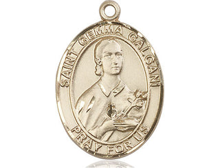 14kt Gold Saint Gemma Galgani Medal Engraved Catholic Saint Jewelry