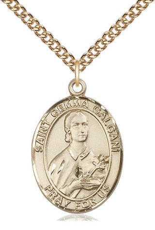 14kt Gold Saint Gemma Galgani Medal Engraved Catholic Saint Jewelry