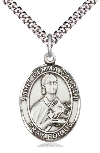 Pewter Saint Gemma Galgani Medal Catholic Jewelry Engraved Catholic Saint Jewelry