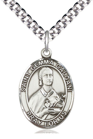 Pewter Saint Gemma Galgani Medal Catholic Jewelry Engraved Catholic Saint Jewelry