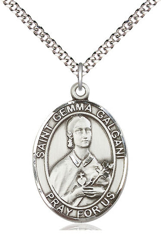 Pewter Saint Gemma Galgani Medal Catholic Jewelry Engraved Catholic Saint Jewelry