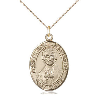 14kt Gold Filled Saint Marcellin Champagnat Medal Catholic Jewelry Engraved Catholic Saint Jewelry