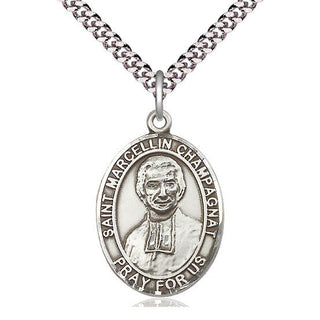 Pewter Saint Marcellin Champagnat Medal Catholic Jewelry Engraved Catholic Saint Jewelry