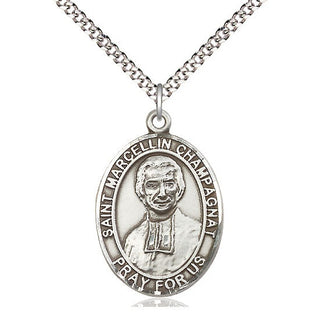 Pewter Saint Marcellin Champagnat Medal Catholic Jewelry Engraved Catholic Saint Jewelry