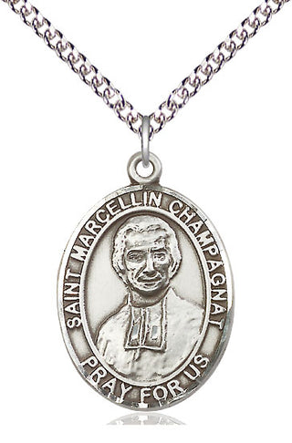 Sterling Silver Saint Marcellin Champagnat Medal Catholic Jewelry Engraved Catholic Saint Jewelry