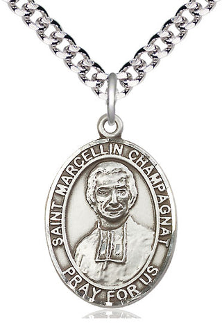 Sterling Silver Saint Marcellin Champagnat Medal Catholic Jewelry Engraved Catholic Saint Jewelry