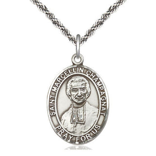 Sterling Silver Saint Marcellin Champagnat Medal Catholic Jewelry Engraved Catholic Saint Jewelry