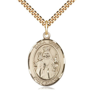 14kt Gold Filled Maria Stein Medal Catholic Jewelry Engraved Catholic Saint Jewelry
