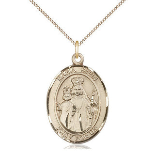 14kt Gold Maria Stein Medal Engraved Catholic Saint Jewelry