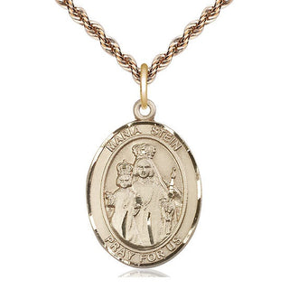 14kt Gold Maria Stein Medal Engraved Catholic Saint Jewelry