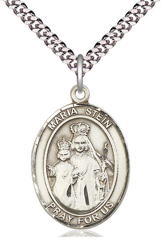 Pewter Maria Stein Medal Catholic Jewelry Engraved Catholic Saint Jewelry