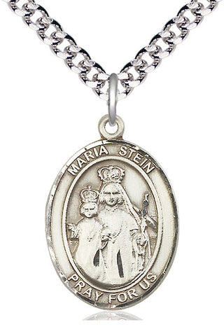 Sterling Silver Maria Stein Medal Catholic Jewelry Engraved Catholic Saint Jewelry
