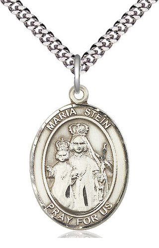 Sterling Silver Maria Stein Medal Catholic Jewelry Engraved Catholic Saint Jewelry
