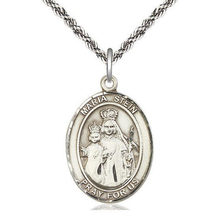 Sterling Silver Maria Stein Medal Catholic Jewelry Engraved Catholic Saint Jewelry