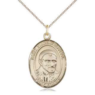 14kt Gold Filled Saint Vincent de Paul Medal Catholic Jewelry Engraved Catholic Saint Jewelry