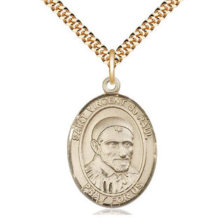 14kt Gold Filled Saint Vincent de Paul Medal Catholic Jewelry Engraved Catholic Saint Jewelry
