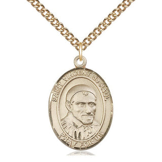14kt Gold Filled Saint Vincent de Paul Medal Catholic Jewelry Engraved Catholic Saint Jewelry